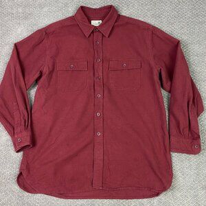 LL Bean Chamois Cloth Shirt Men's Large Red Cotton Hiking Outdoor Button 0 MT03